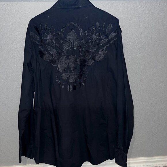 ARTFUL DODGER Men's Black Embroidered Streetwear Button Front Shirt - EUC - 4XL - Picture 6 of 16